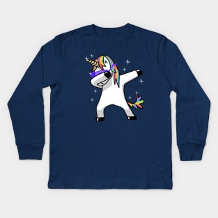 Dabbing Unicorn Kids Long Sleeve T-Shirt